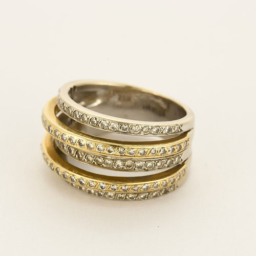 Bague 56 Bague en or jaune, blanc et diamant 58 Facettes DIN0163