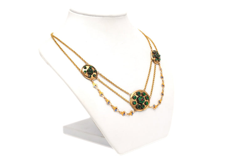 Collier Collier Napoléon III en or jaune 18 carats et émail serti de strass 58 Facettes 13650