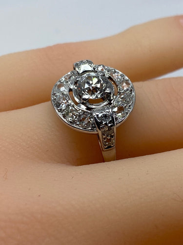 Bague Bague or blanc sertie de diamants, époque 1900/1930 58 Facettes AB475