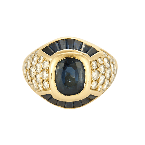 Bague 54 Bague en or jaune, saphirs et diamants 58 Facettes B250464