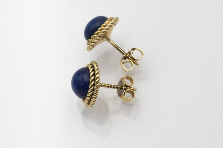 Boucles d'oreilles Boucles d'oreilles vintage en or avec lapis-lazuli 58 Facettes 11399