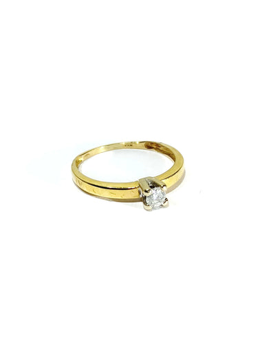 Bague 53.5 Solitaire Or Jaune Et Diamant 58 Facettes