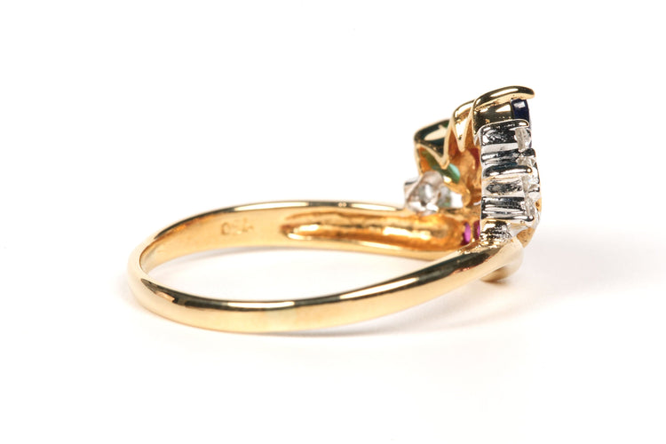 Bague 53 Bague contemporaine or jaune, pierres multiples, diamants 58 Facettes B441