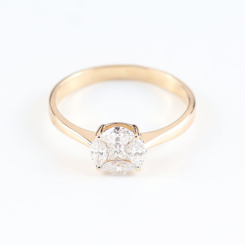 Bague Bague en or rose sertie de diamants taille marquise et princesse 58 Facettes 131455A