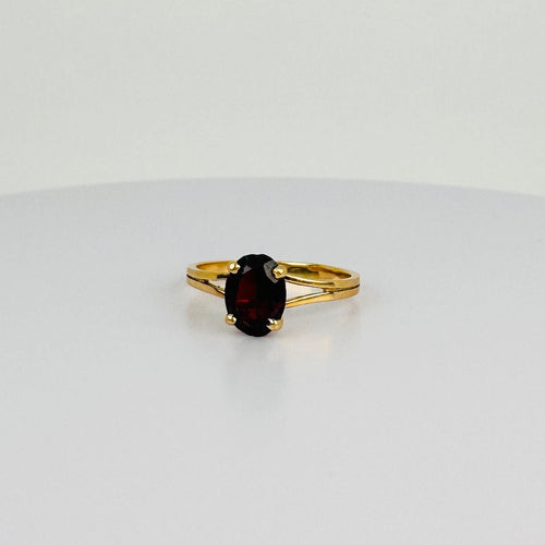 Solitaire Ring Yellow Gold, Garnet 3 carats 58 Facettes 2508017