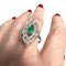 Bague 58.5 Bague navette de style Art Déco en platine avec diamants et émeraude 58 Facettes Q892A