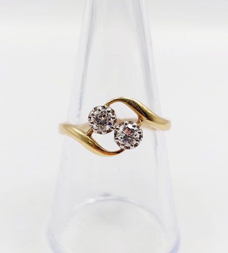 Bague 56 Bague toi et moi antique or 18k diamants et monture tourbillon (circa 1900) 58 Facettes A06310