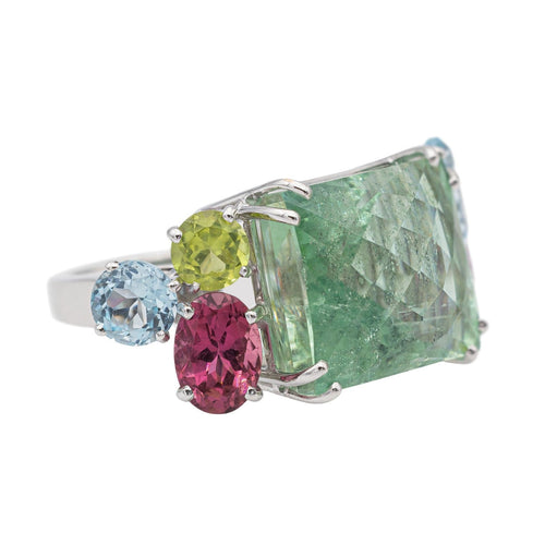 Bague 47 Bague  Cocktail Or blanc Béryl, Aigue marine, Tourmaline 58 Facettes 2673930CN