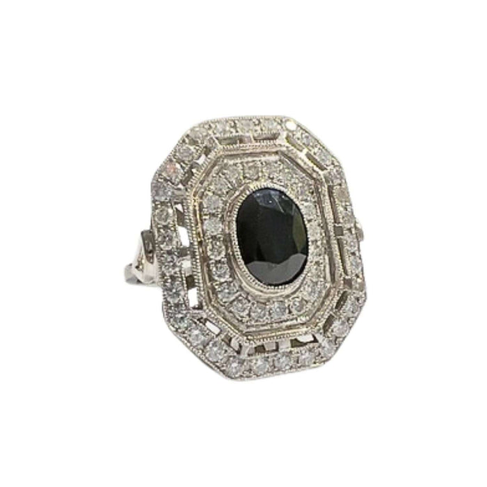 Bague 57.5 bague en platine avec saphir et diamants 58 Facettes Q168B