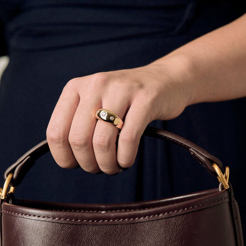 Bague 53 Bague jonc en or jaune et diamants 58 Facettes GU265