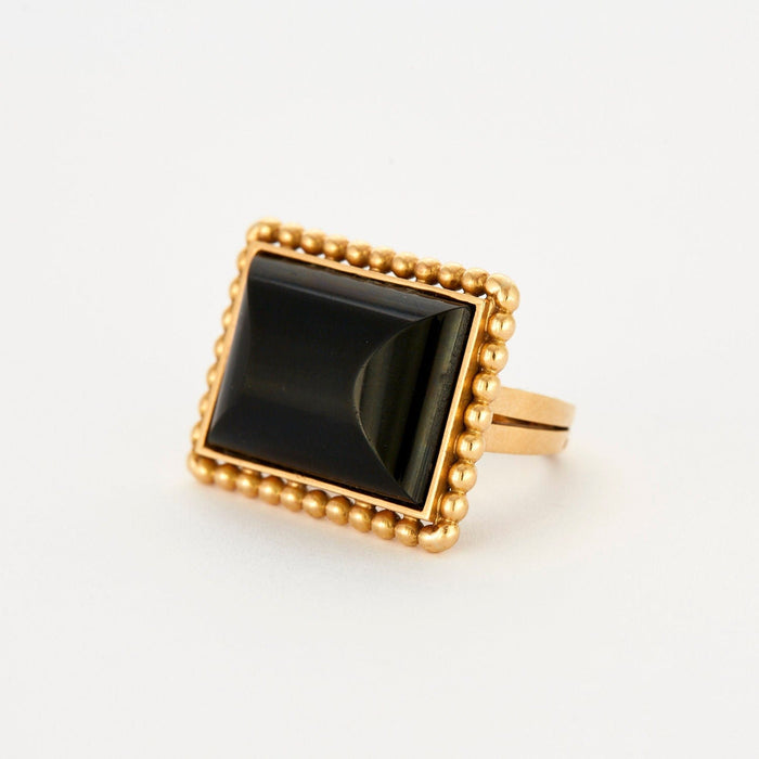 Bague 51 Bague or jaune onyx art déco 58 Facettes