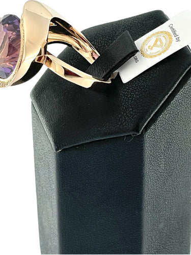 Bague 57 Bague cocktail en or rose avec améthyste et diamants 58 Facettes