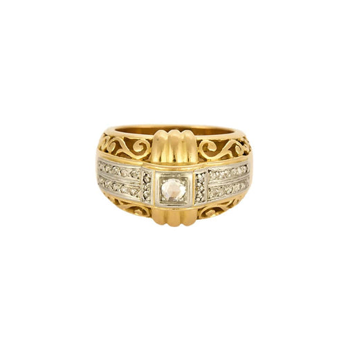 Bague 54 Bague en or jaune, blanc et diamants 58 Facettes DRE1471