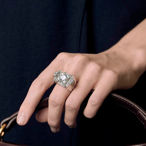 Bague 50 Spectaculaire Bague Art Déco en platine et diamant 2,54cts 58 Facettes 58FC7-1