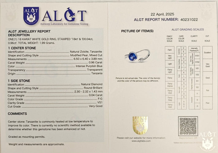 Bague Bague en or blanc tanzanite et diamant. 58 Facettes 40231022