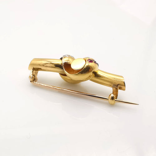 Broche Broche or diamants et rubis 58 Facettes