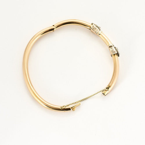 Bracelet Bracelet jonc en or rose, or blanc et roses diamantés 58 Facettes BIA1039