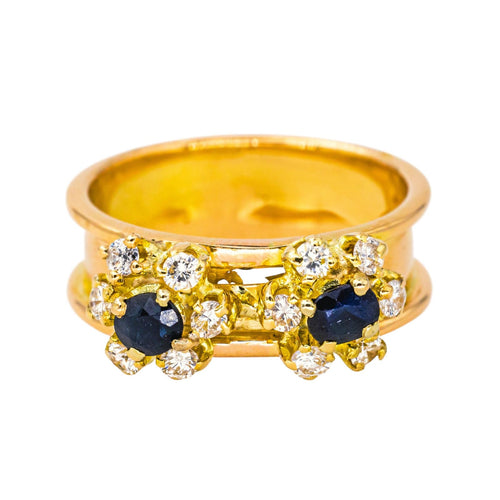 Bague 50.5 Bague  Bandeau Or jaune Saphir, Diamant 58 Facettes 4416913RV