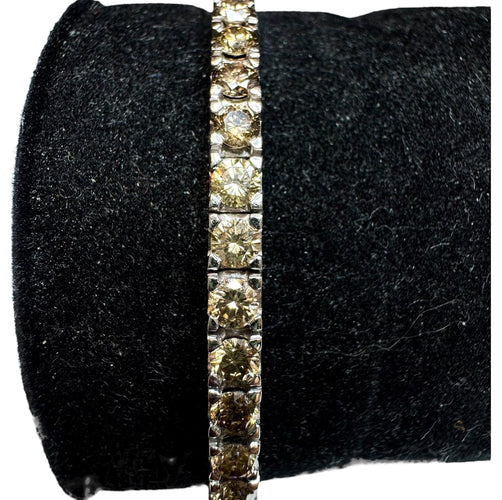 Bracelet Bracelet Tennis Diamants Brown 7.5ct – Or blanc 18K – 17.8g 58 Facettes