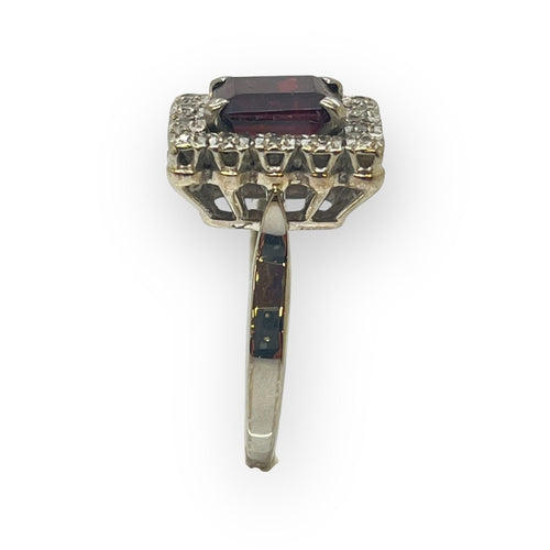 Bague 52 Bague or blanc 750 pierre rouge et diamants 58 Facettes 330081184