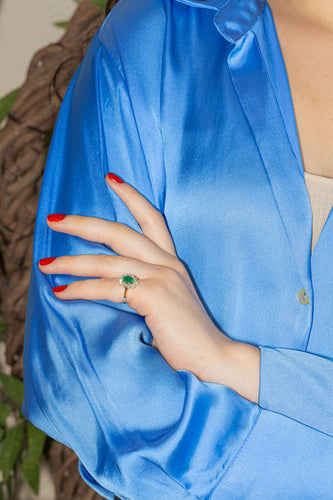 Bague 49 Bague Pompadour Or jaune Emeraude, Diamant 58 Facettes 4399091RV