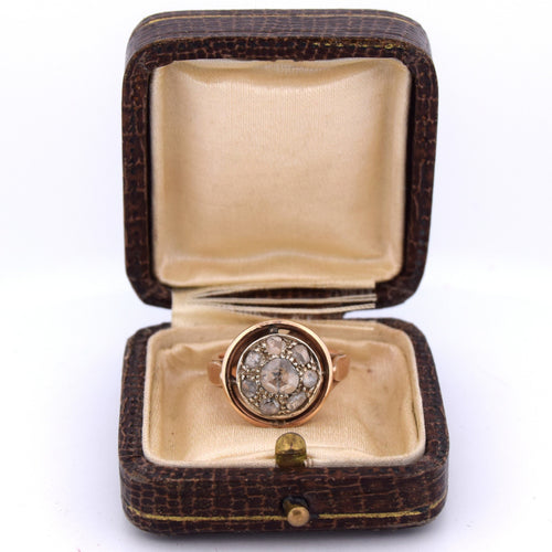 Bague 54 BAGUE ANTIQUE EN OR ROSE AVEC DIAMANTS 58 Facettes