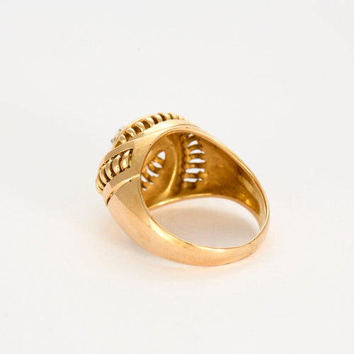 Bague 57 Brague rétro en or rose et diamant 58 Facettes GU172