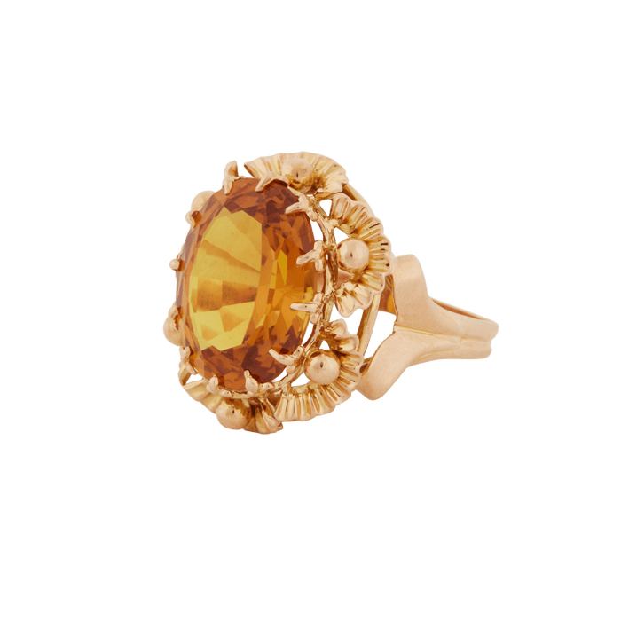 Anello in oro giallo e citrino ovale