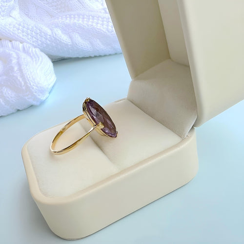 Bague 59 Bague marquise Améthyste en Or Jaune 58 Facettes 1752