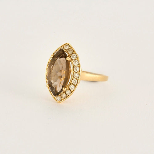 Montre Bague Marquise or jaune quartz 58 Facettes LP1048