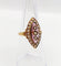 Bague marquise antique en or 18k, verre violet et perles