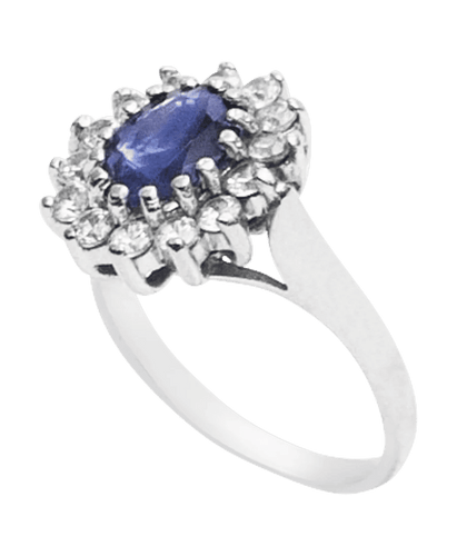 Bague Charmante Marguerite Or blanc 18K Saphir Diamant