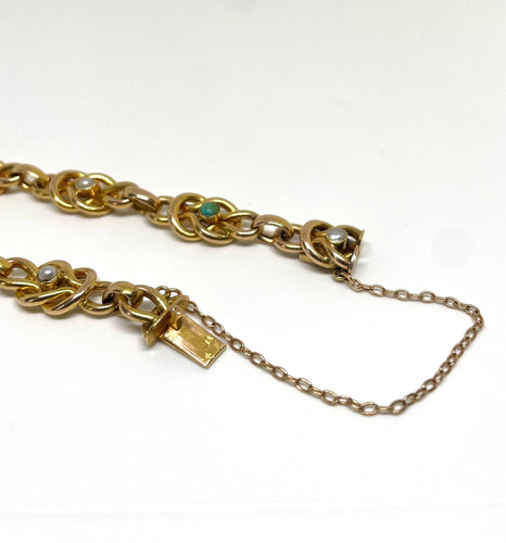 Bracelet Bracelet vintage or jaune, turquoises et perles fines 58 Facettes