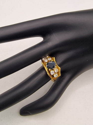 Bague 52 Bague vintage des années 1960 en or jaune, saphir et diamants 58 Facettes
