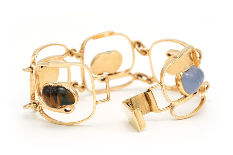 Bracelet Bracelet 1970 en or jaune 9 carats serti de gemmes 58 Facettes B635