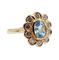Vintage ring Daisy in 18k gold and blue spinel, diamonds 