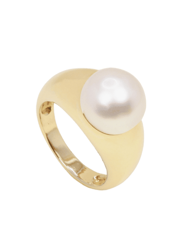 Bague 58 TECLA Bague jonc or jaune Perle bouton 58 Facettes 1204.1