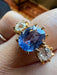 Bague 53.5 Bague ancienne en saphir bleu et diamant 58 Facettes