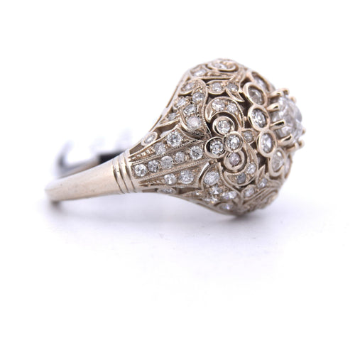 Bague 55 BAGUE ART NOUVEAU - OR BLANC 58 Facettes