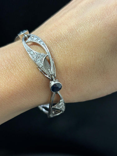 Bracelet Bracelet Art Nouveau platine, diamants et saphirs 58 Facettes