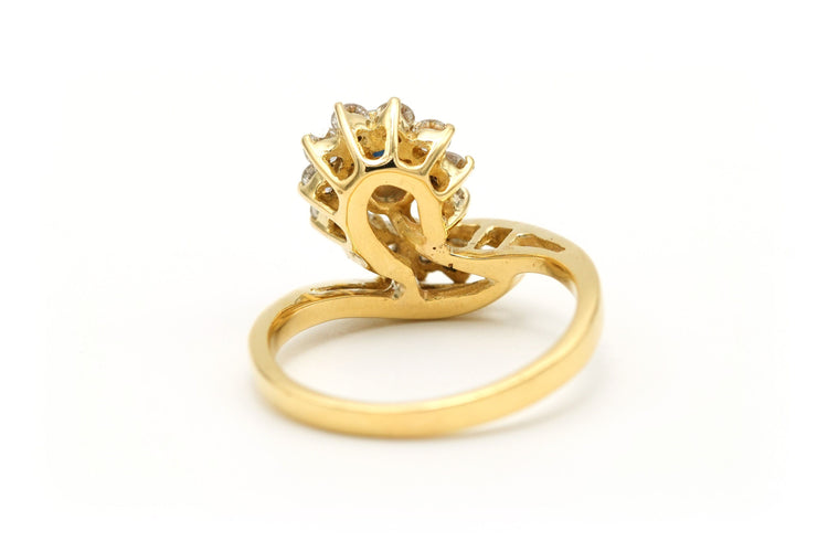 Bague 54 Bague contemporaine or jaune, saphir, diamants (+-0.48ct) 58 Facettes B641