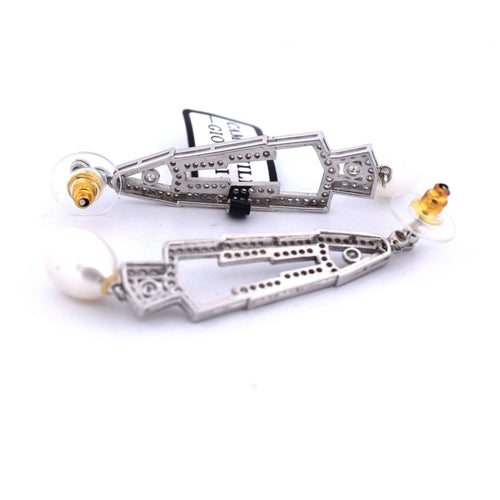 Boucles d'oreilles Boucles d'oreilles Art Déco en or blanc avec perles et diamants 58 Facettes