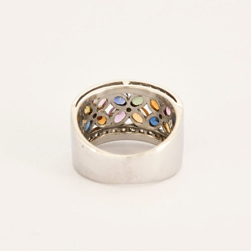 Bague 52 Bague TUTTI FRUTTI or blanc saphirs de couleurs 58 Facettes LP1114