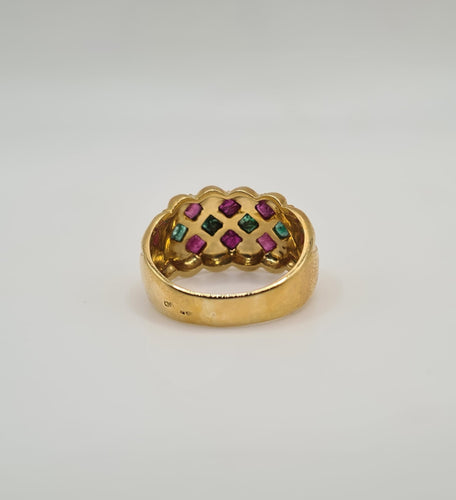 Bague 59 Bague or jaune rubis émeraudes 58 Facettes