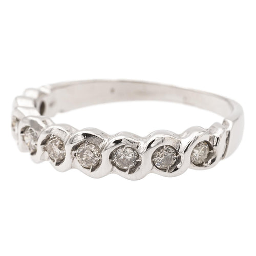 Bague 52 Bague demi alliance Or blanc Diamant 58 Facettes 2405915CN