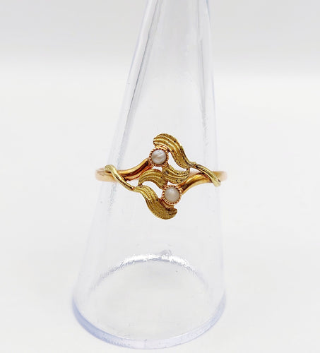 Bague 58 Bague Toi et Moi Art Nouveau or rose et jaune et perles (circa 1910) 58 Facettes A06373