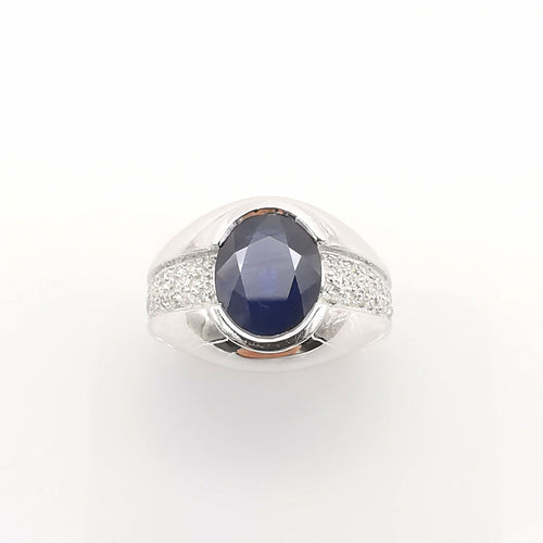 Bague 53 Bague or blanc saphir et diamants 58 Facettes