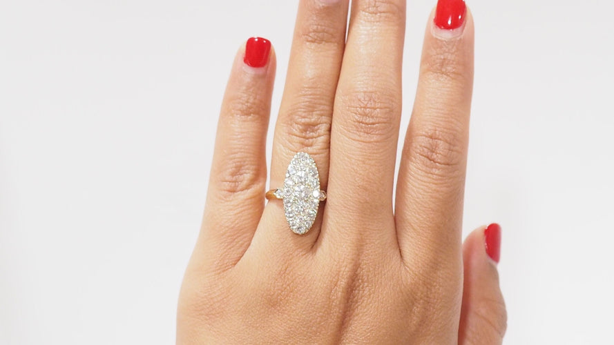 Bague 53.5 Bague marquise en or bicolore et diamants 58 Facettes 32032