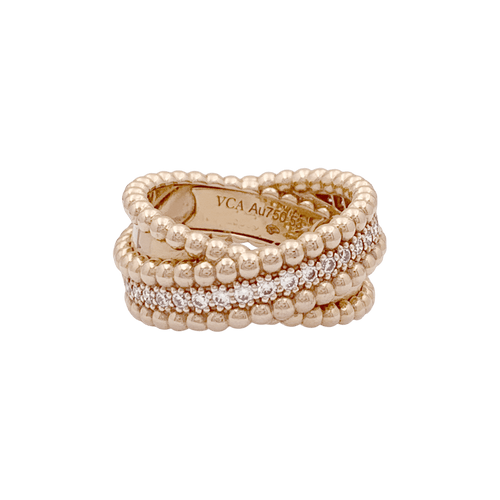 Bague 53 Bague VAN CLEEF ET ARPELS,"Duo Perlée", or rose, diamants. 58 Facettes 34781