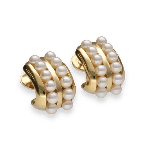 Boucles d'oreilles Boucles d'Oreilles Poiray Persane – Or Jaune 18k & Perles de Culture – Vers 1980 58 Facettes FB11036